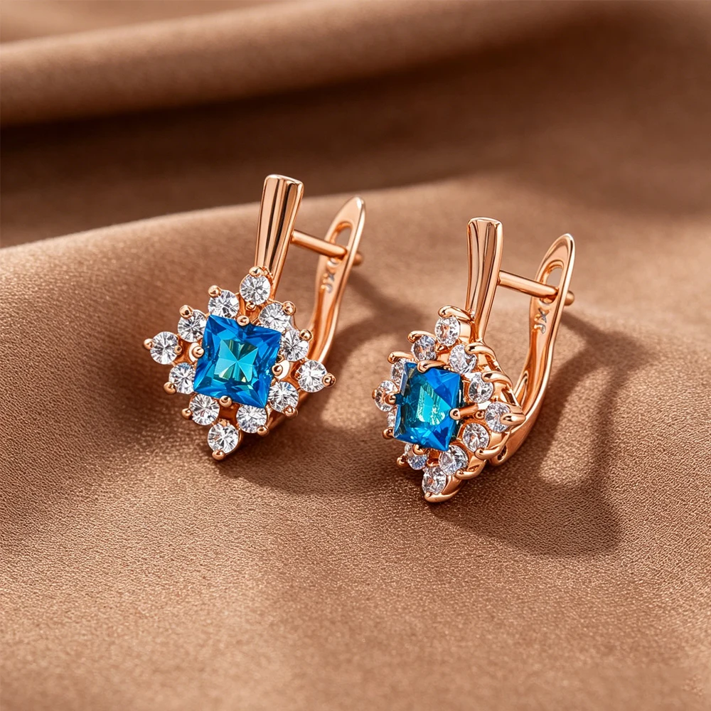 Shimmering Crystal Earrings Square Cubic Zirconia Drop Earrings Ladies' Luxurious Fashion Earrings For Banquets And Dates
