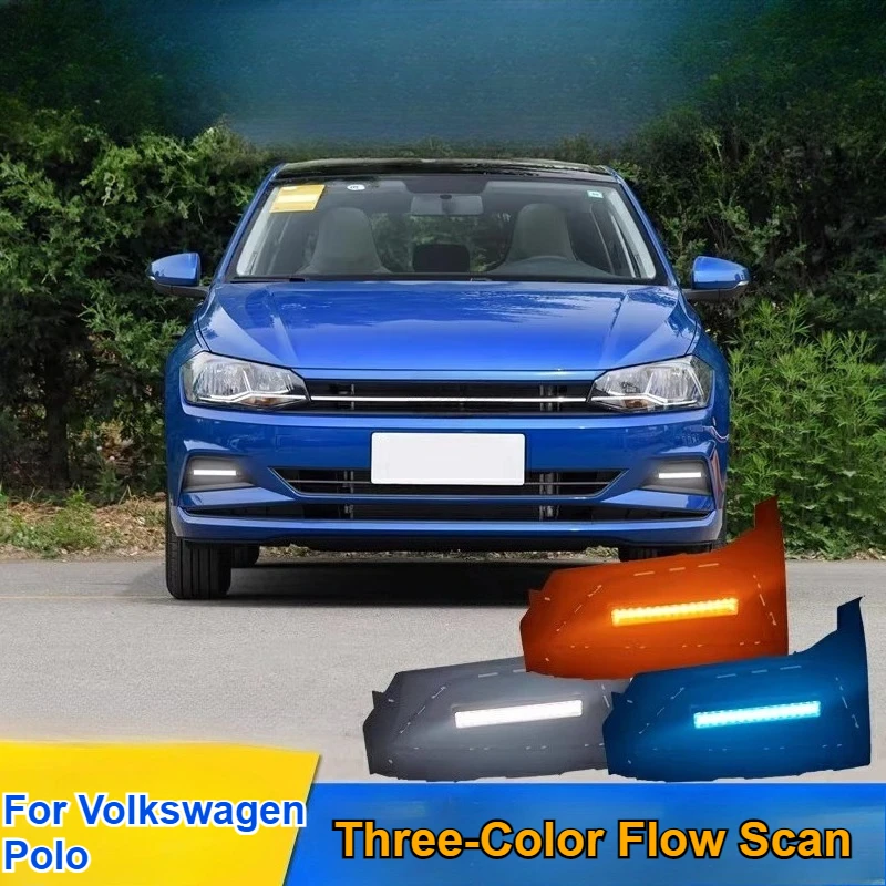 For Volkswagen Polo 2019 2020 2021 2022 2023 Install front bumper decorative fog lights on daytime running lights