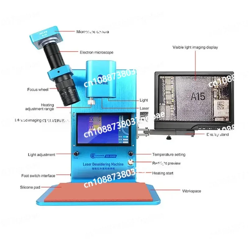 SS-890D Intelligent Infrared Laser Desoldering Machine with 4800W Camera for Motherboard Chip CPU Tin Planting Repair