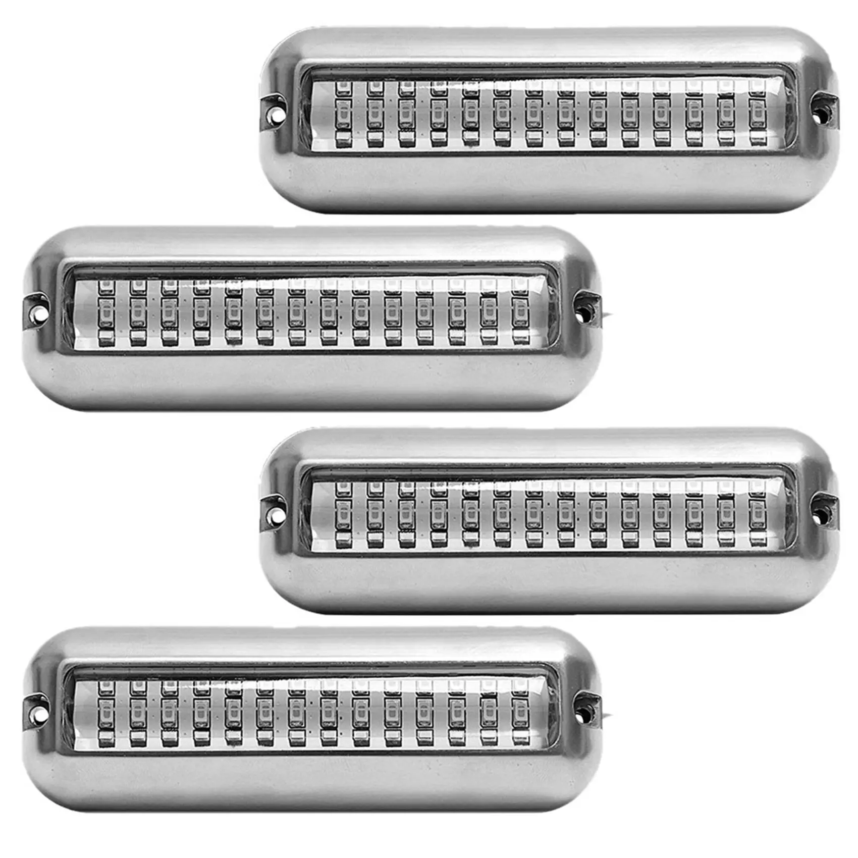 ABZC-4Pcs 42LED Boat Drain Light Boat Transom Light Blue Underwater Pontoon Marine Light