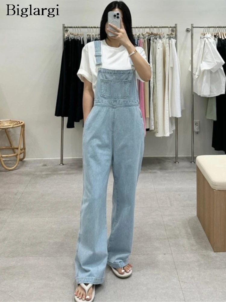 

Jeans Summer Sleeveless Overalls Pant Women High Waist Fashion Casual Ladies Trousers Korean Style Woman Straight Overalls Pants