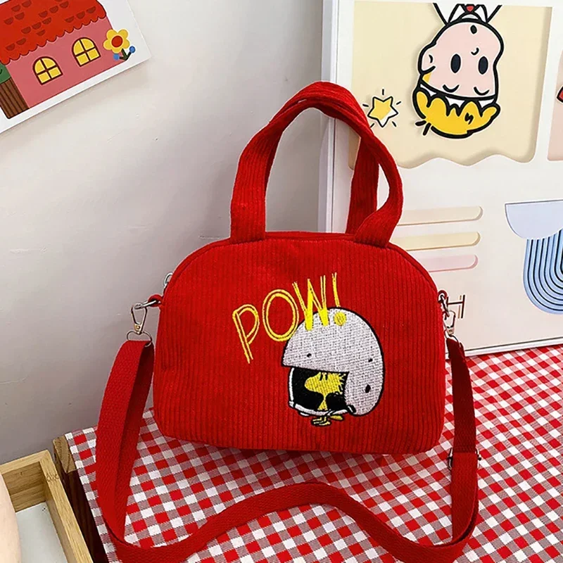 Disney Serie Snoopy Corduroy Cute Cartoon Shoulder Bag Embroidered Handbag Canvas Bag Women Fashion Casual Crossbody Bag New