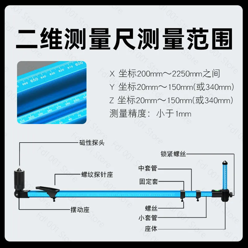 Auto Body Frame Repair 2D Measuring Gauge Metal Sheet Tool for Car Maintenance