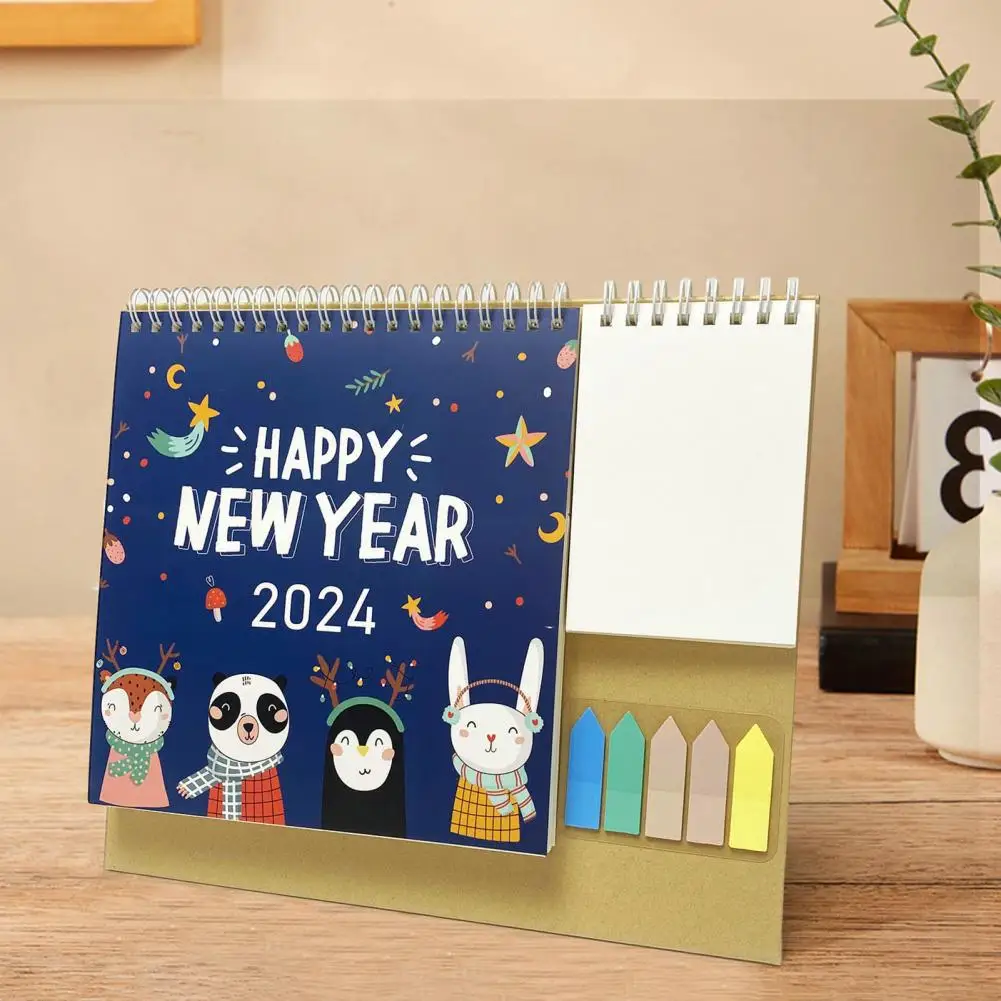 2024 Englisch Tisch kalender mit Pocket Notepad Etiketten 12 Monate Monats plan Planer Desktop Kalender Kalender