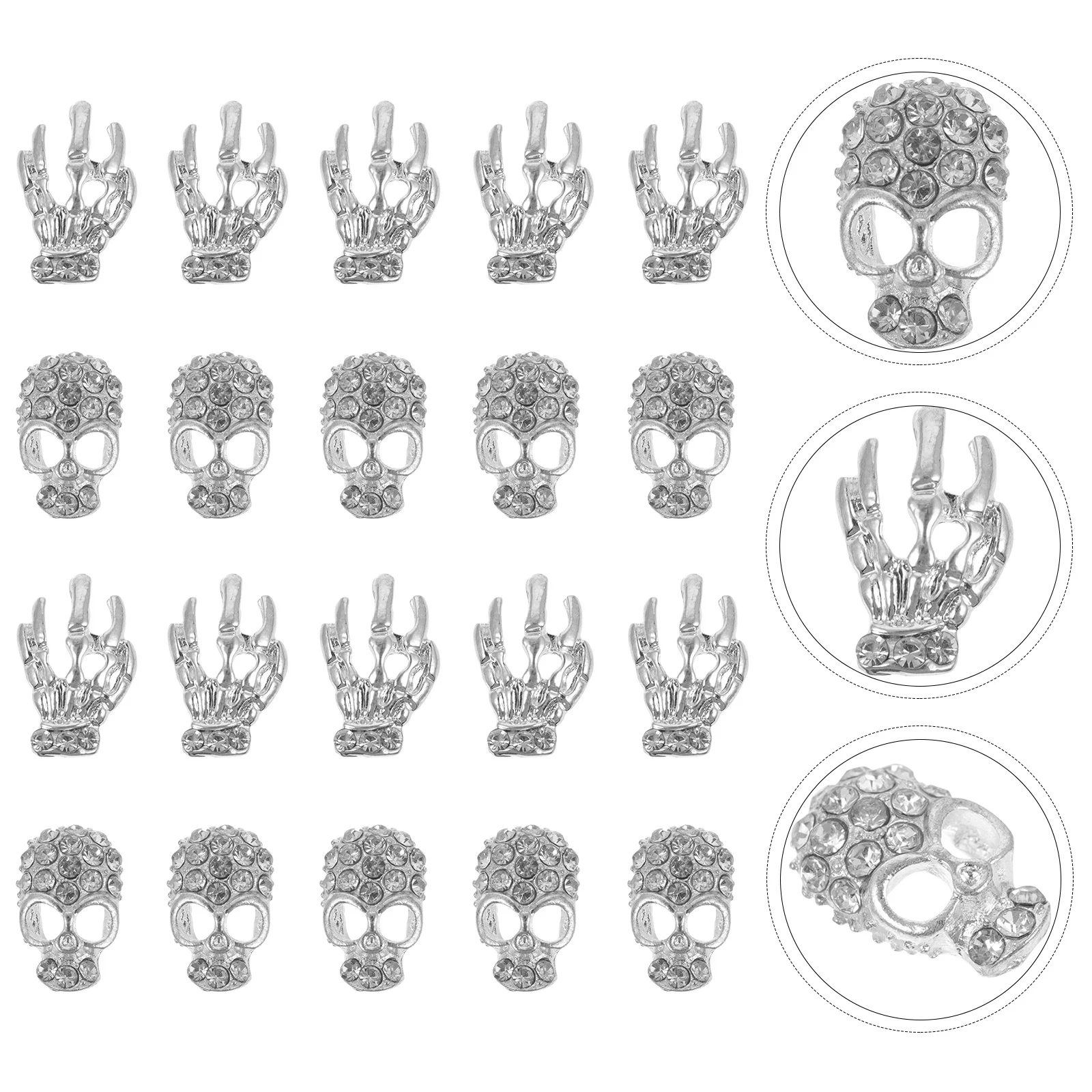 จี้รูปหัวกะโหลก 40 ชิ้น ประดับเพชรเทียม สำหรับตกแต่งเล็บ งานปาร์ตี้ ปลอดภัย ง่ายต่อการถอดออก