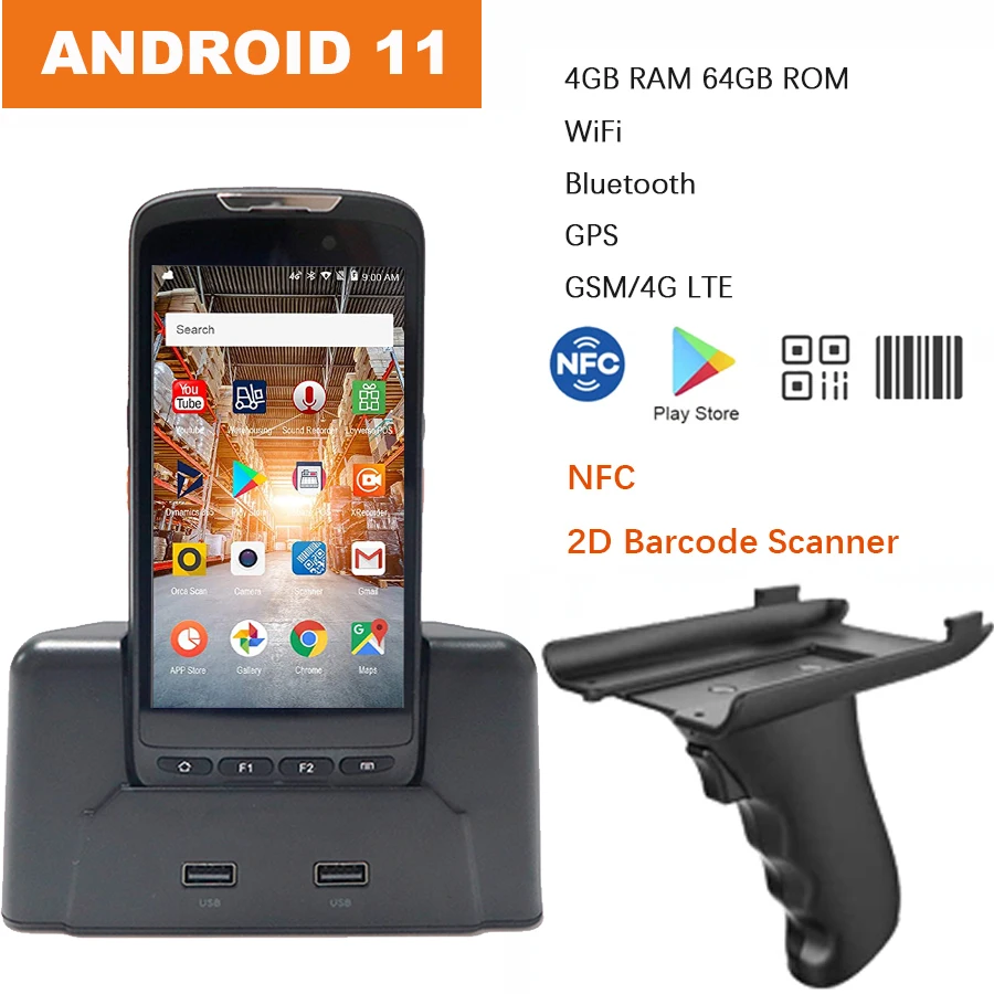 

Android 11 Industrial Handheld Data Scanner Processing Reader PDA Warehouse Counting Apparatus