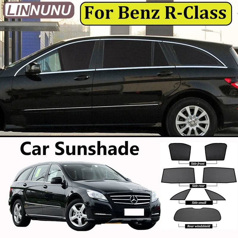 LINNUNU Magnetic Car Sunshade For Mercedes Benz R-Class V251 2005-2017 Windshield Curtain Window UV Protection Auto Accessories