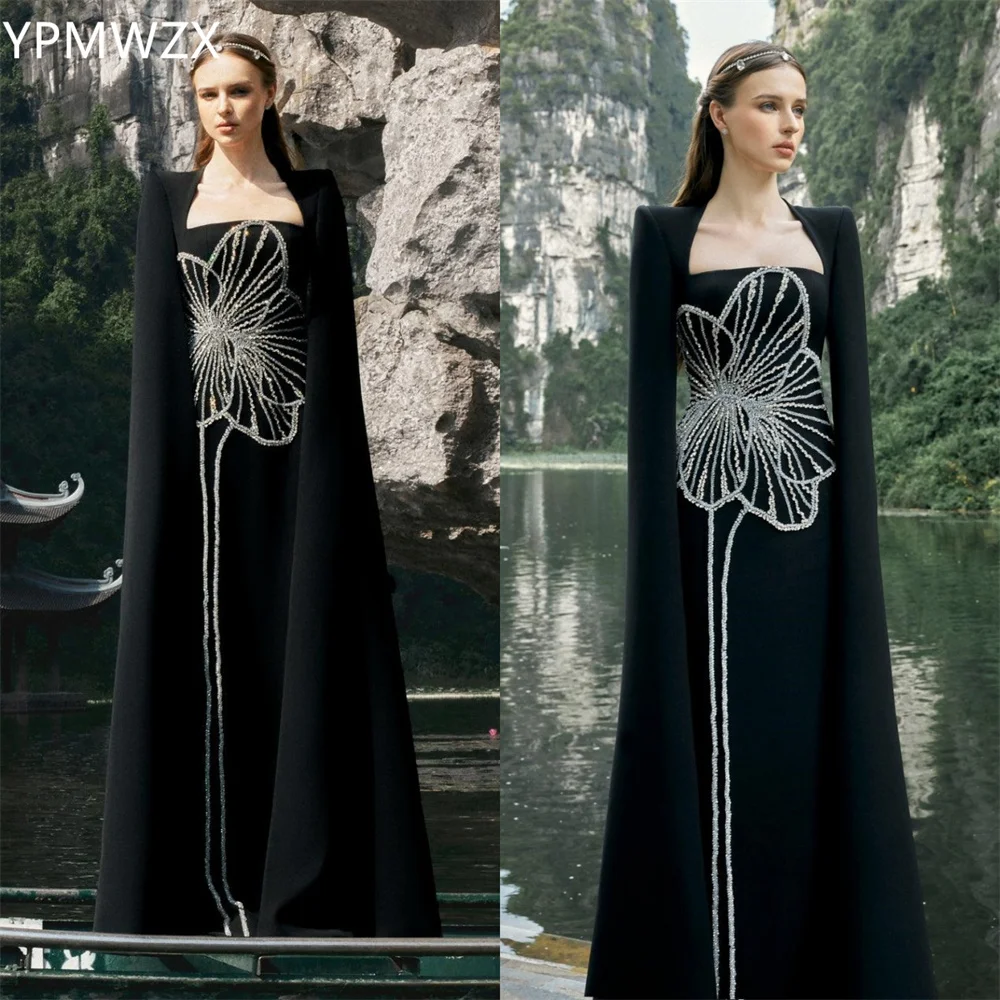 Customized Evening Dress Formal Party Occasion Prom Gown YPMWZX Bateall A-line Floor Length Skirts Bead Flower Bespoke