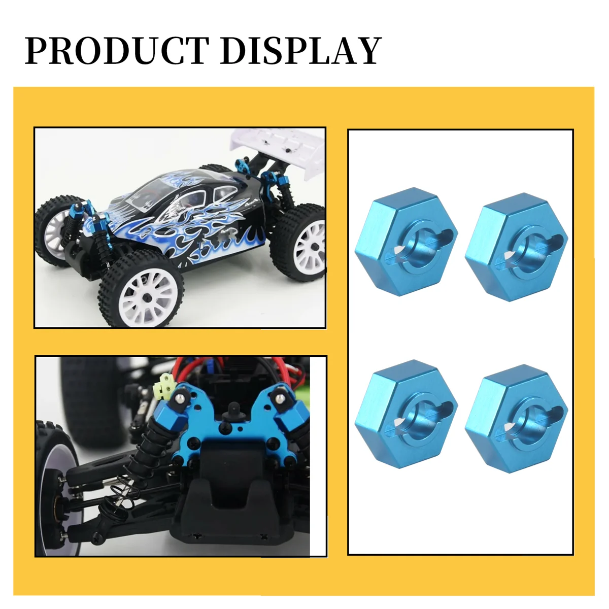 ABEZZ 1Set/4Pcs Metal Hexagon Set For Wltoys 12428 12423 1/12 Speed Rc Car Feiyue Fy-01/02/03/04/05 Upgrade Parts