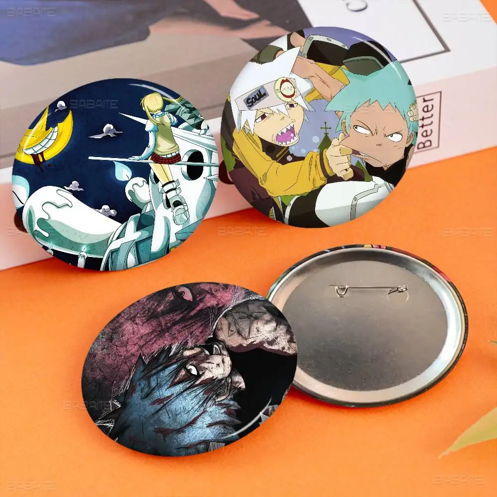Classic Soul Eater 58mm Cute Anime Figure Icon Badge Handmade Tinplate Brooch for Backpack Clothes Chest Ornament Gifts