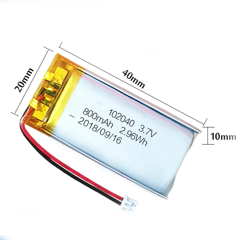 2/5/10 szt. 3.7V 800mah 102040 bateria litowo-jonowa 2.0mm złącze JST