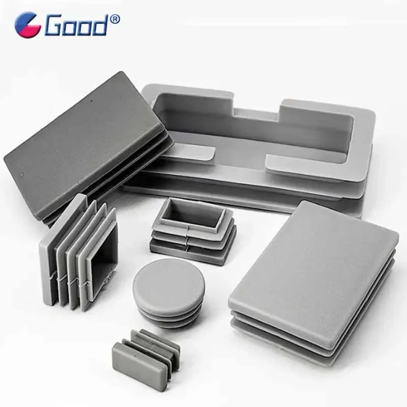 Rectangle/Round Plastic Grey Blanking End Cap Pipe Inserts Plug Steel Leg Stopfen 2/4/8 Pcs Chair Table Feet Plugs