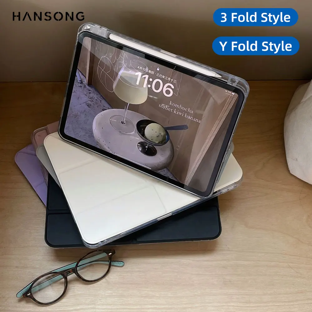 Étui pour tablette iPad Mini 6 7 8,3 pouces, triple pliage / pliage en Y / haute transparence / coque en acrylique (avec emplacement pour stylet) Étui pour tablette iPad Mini 6 7 8,3 pouces, triple pliage / pliage en Y / haute transparence / coque en acrylique (avec emplacement pour stylet)