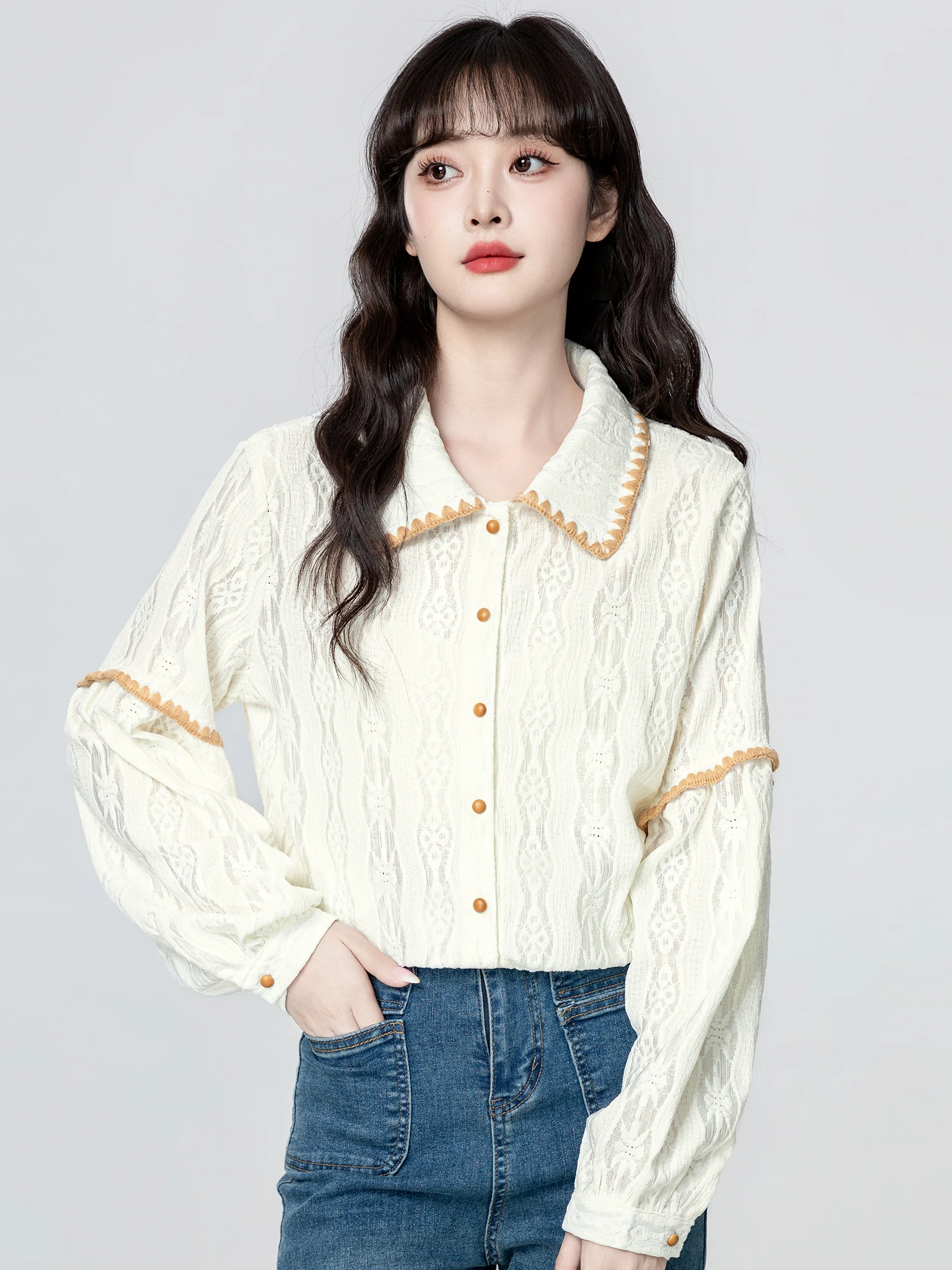 

Elegant Long Sleeve Women's Shirt Fashionable Minimalist Style Premium Feel Autumn 2025 New Simple Match All Cotton Neck