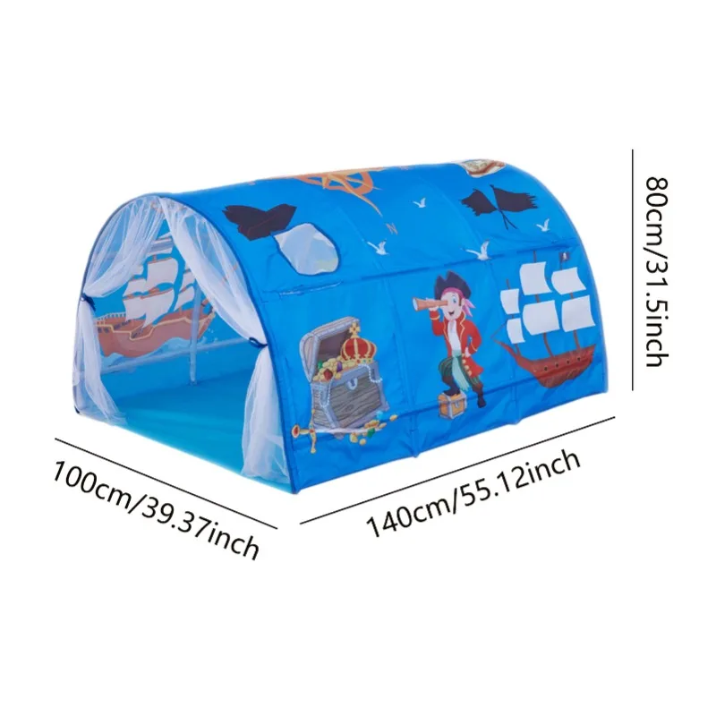 Casa de juegos divertida con cúpula 2 en 1, tienda interior portátil para niños con patrones de carritos de princesa y mundo marino, decoraciones para habitación infantil