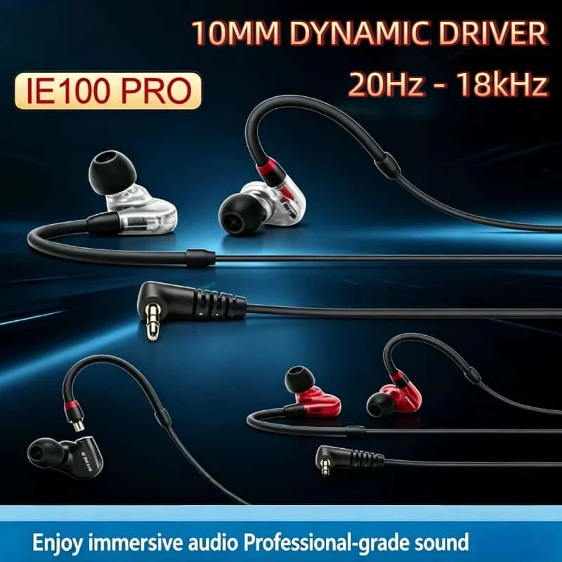 

Наушники-мониторы IE 100 PRO Clear In-ear с 10-мм динамическим драйвером, съемным кабелем, пассивным шумоподавлением, для сцены и студии, проводные