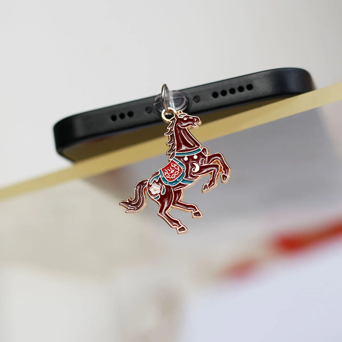 Mobile Phone Dust Plug Pendant Accessories Alloy Ornament Instant Success White Horse Jujube Red Horse For Iphone Type-C Port