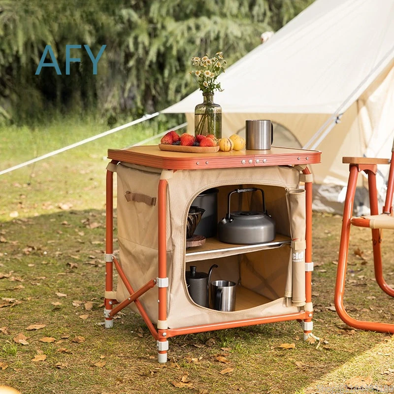 Foldable Camping Storage Box Portable Outdoor Organizer Multi-Function Picnic Table Collapsible Gear Tote for BBQ Hiking for