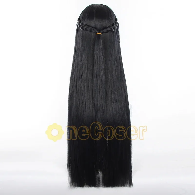 Miyabi Cosplay-Perücke, Spiel Zenless Zone Zero, schwarzes langes Haar, hitzebeständiges Faserhaar + Perückenkappenabschnitt 6, Halloween-Party-Mädchen