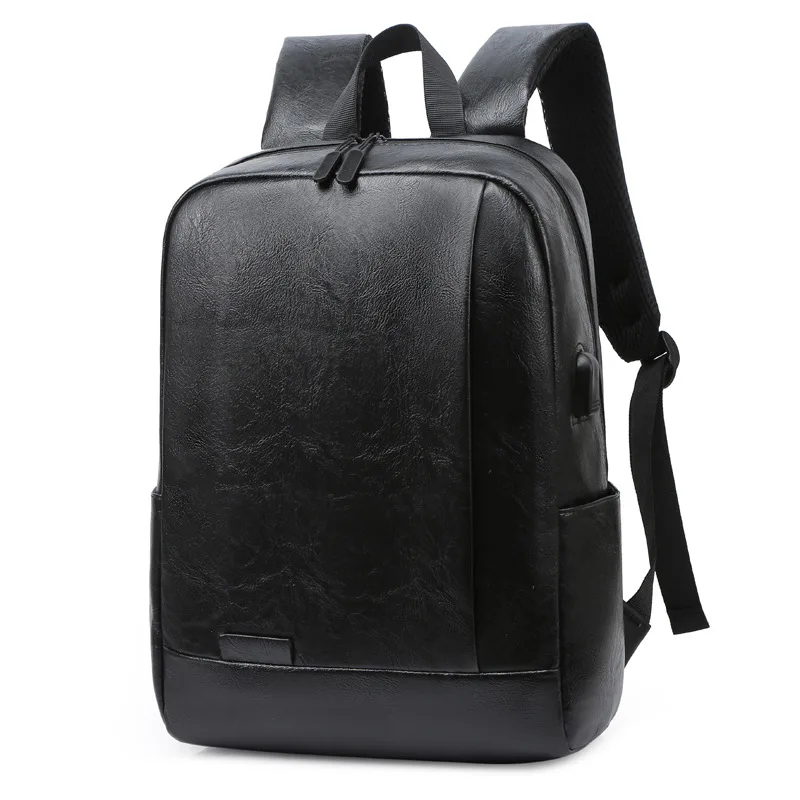 New Fashion Men's PU Leather Backpack Teen Black School Bag Boy College School Bag Laptop Backpack School Wind Leisure Bag