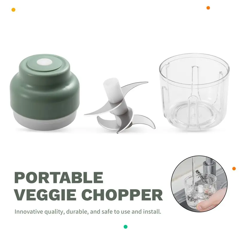TFTP-Electric Garlic Chopper With 6 Blades, 320ML Mini Portable Veggie Chopper, USB Rechargeable Grinder