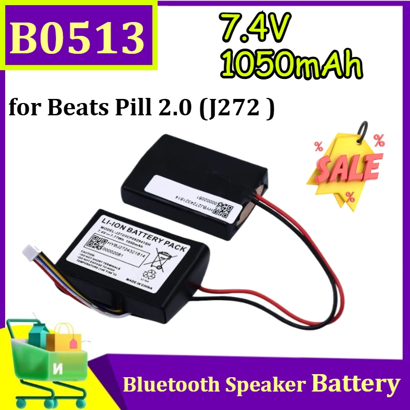Batería de Repuesto de 7.4V 1050mAh para Altavoz Bluetooth Beats Pill 2.0 (J272, B0513) - Batería de Iones de Litio para Altavoz Beats Pill Capsule