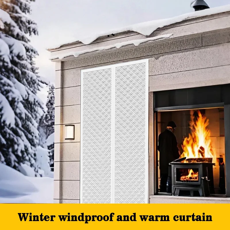 Thickened magnetic suction cotton door curtain for warmth,windproof,self-adhesive home warmth curtain for winter cold protection