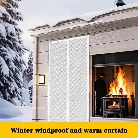 Thickened magnetic suction cotton door curtain for warmth,windproof,self-adhesive home warmth curtain for winter cold protection