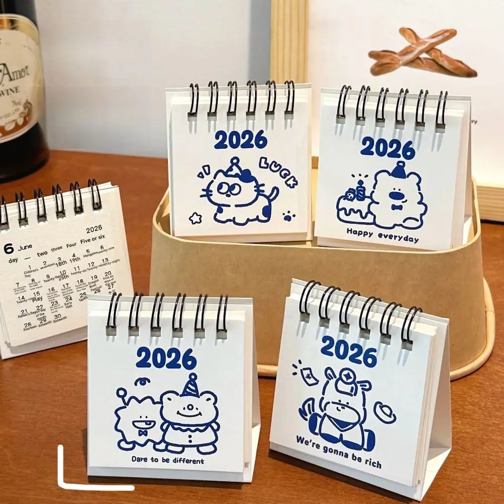 

Mini 2026 Desk Calendar Portable Cartoon Monthly Planner Calendar Plan Book Desktop Ornaments