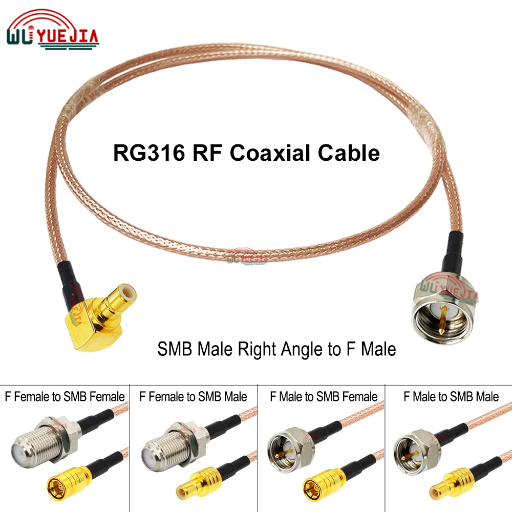 

1Pcs RG-316 F Female F Male to SMB Male Straight or SMB Female Jack Right Angle Connector 50 ohm RF Coaxial Cable Jumper Pigtail