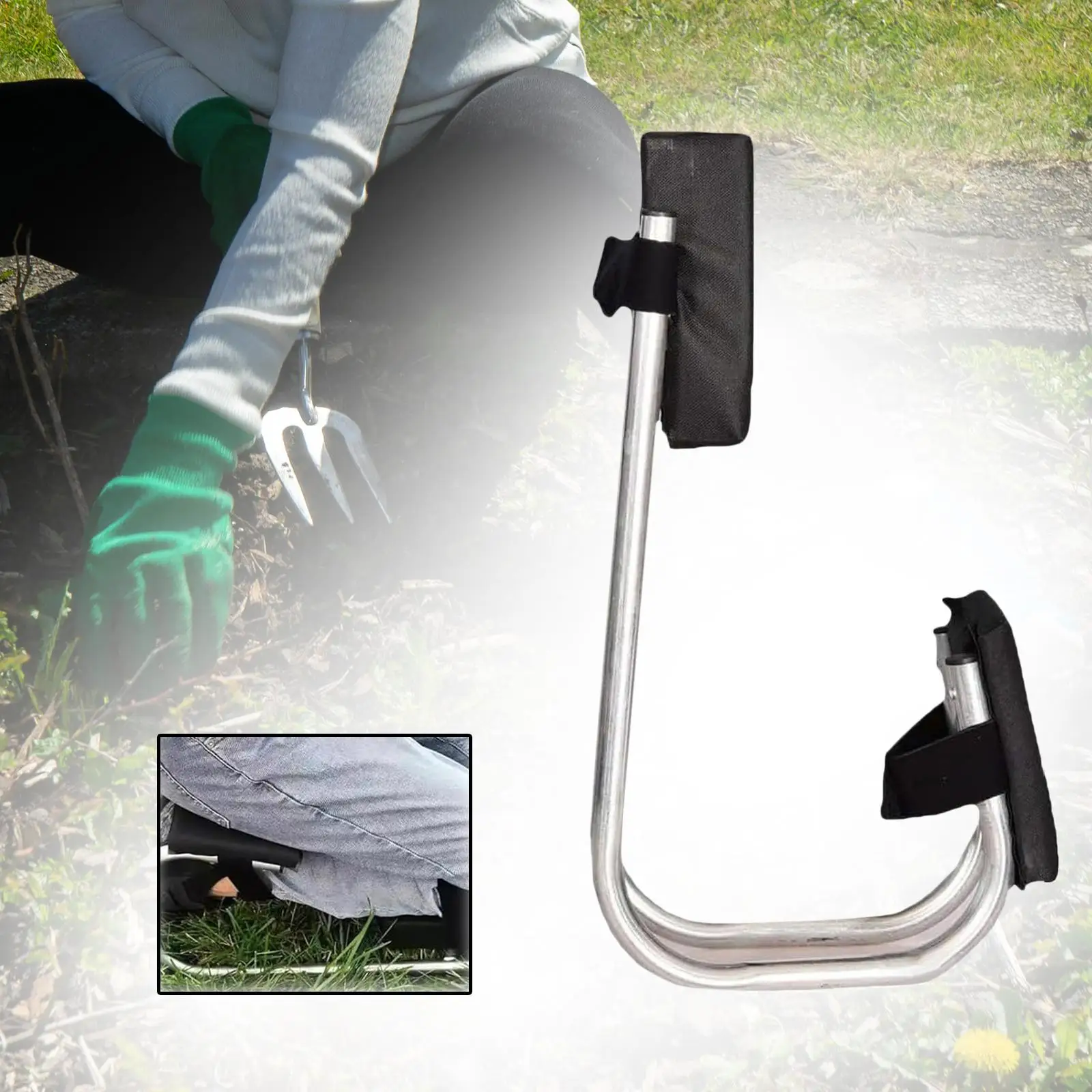 Assento de joelho ajustável para jardinagem, Kneeseat Iron Strap on Kneeling Device, Protecting Knees, Labor Saving, Farm Work