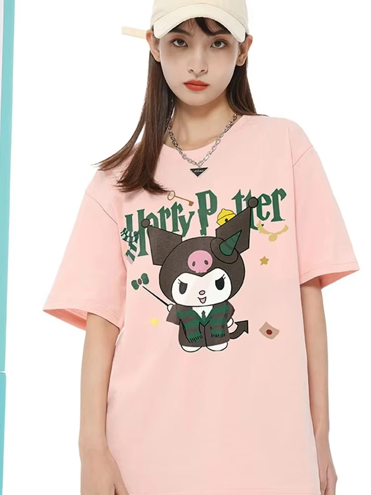 2025 novedad de verano Miniso Sanrio marca compartida Harry Potter hombre mujer camiseta de manga corta My Melody dibujos animados lindo camisetas transpirables