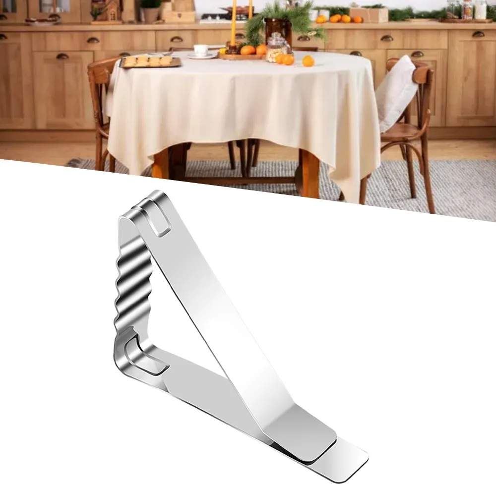 6Pcs Stainless Steel Tablecloth Clips Triangle High Elastic Desktop Fixing Clamps Large Caliber Tablecloth Fixing Clips Dining