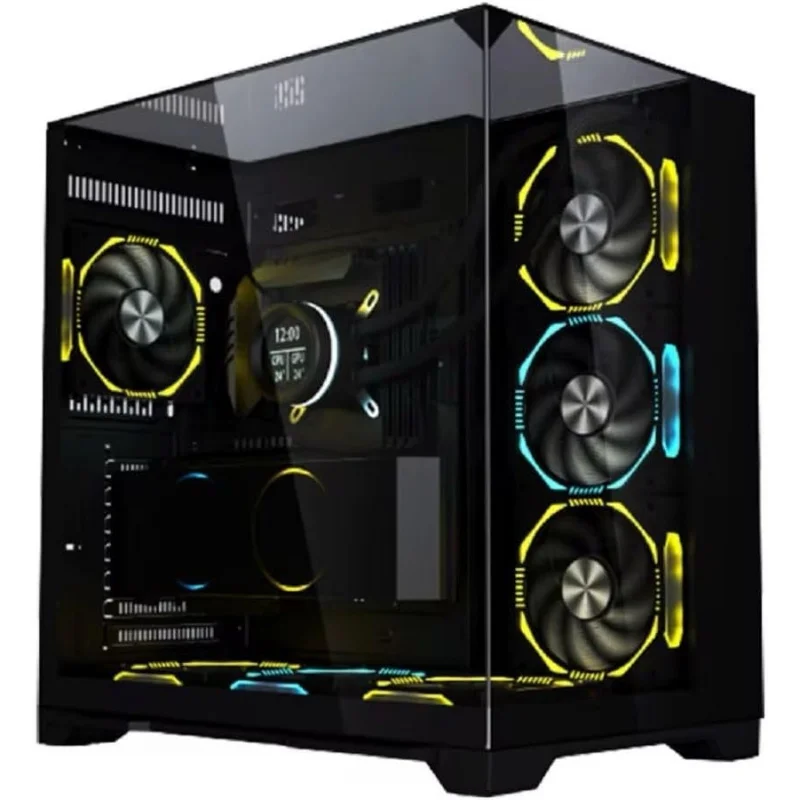 GAMING O11 Vision Compact Black Stainless Steel ATX Mid Tower PC Case with Contact Back Support - O11VPX Black Case PC