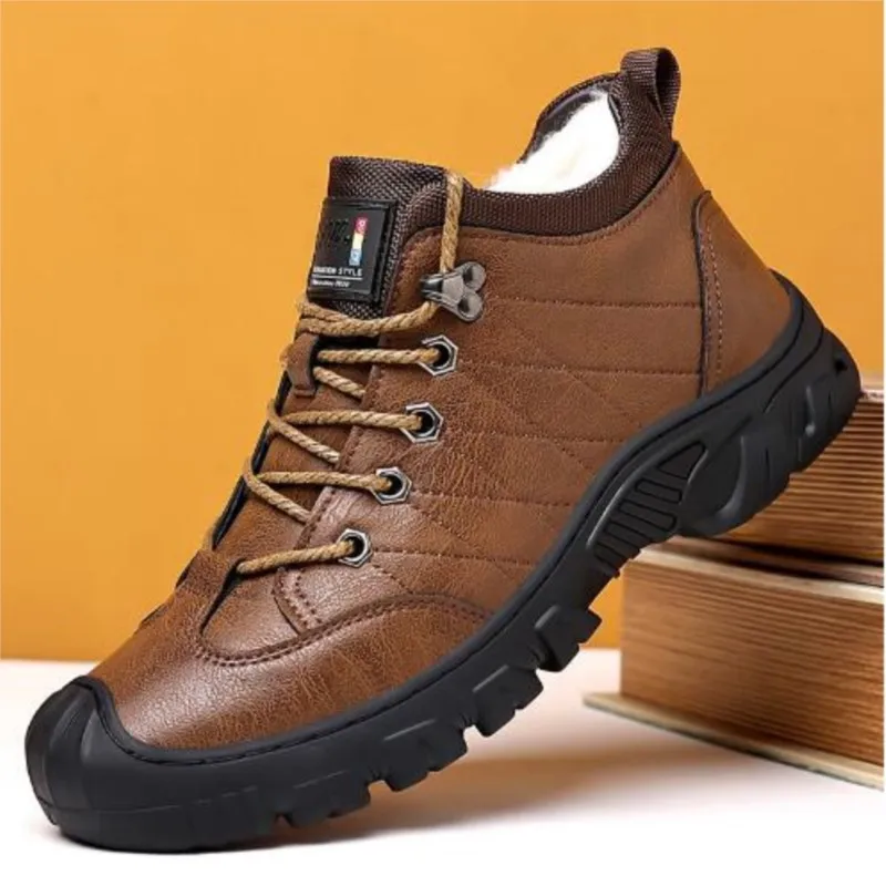 Men\'s winter wool warm cotton shoes men\'s sports casual non-slip waterproof soft leather snow shoes M1082