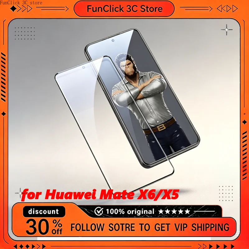 BLUEO 3D Curved Tempered Glass for Huawei Mate X6 Screen Protector Full Glue Kevlar Frame HD Clear Anti Scratch Ultra Thin Film