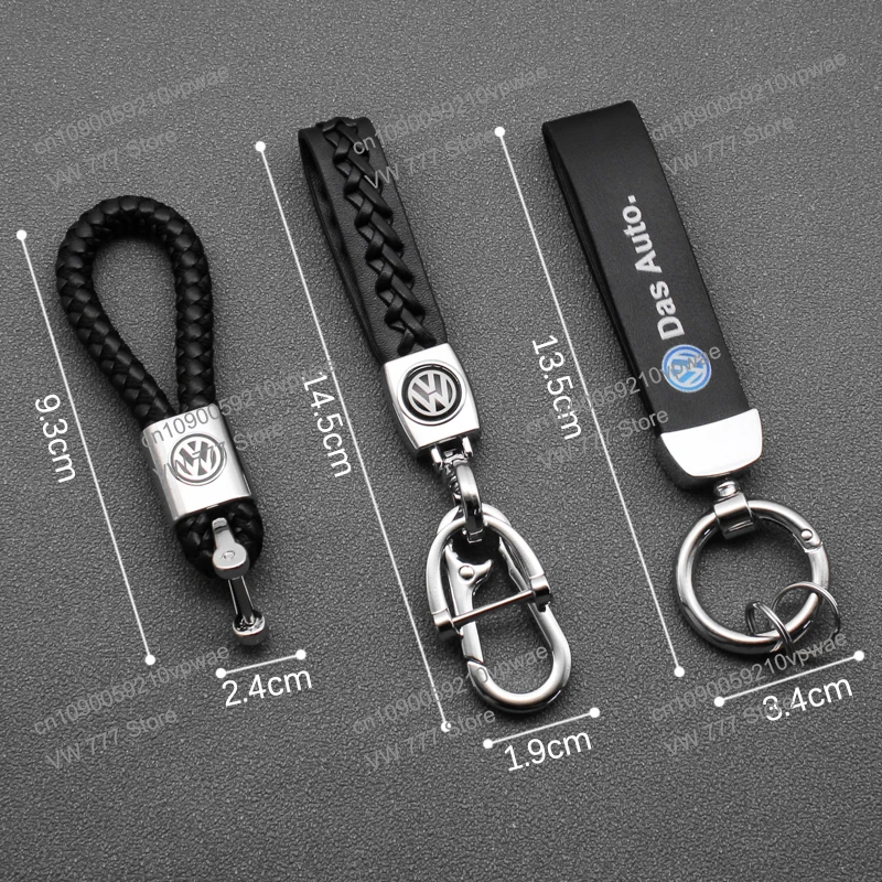 1pcs Car Logo Key chain Metal Aluminum Alloy Leather Belt Rope Key Ring Creative Fashion Accessories for Volkswagen