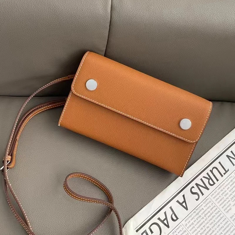 Genuine Leather Box Clutch Bags For Women Luxury Designer Handbags Purses 2024 New In  First Layer Cowhide Button Mini Shoulder