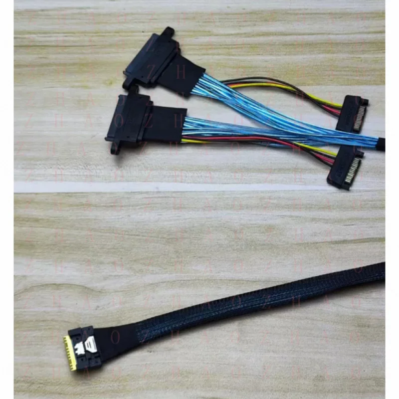 L+ for SlimSAS SFF-8654 8i to 2 NVMe U2 SFF-8639 hard drive data cable 40cm