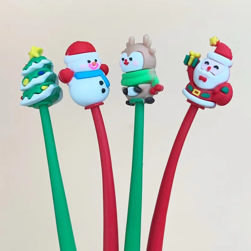 48pcs/lot Cartoon Christmas Elk Gel Pen Cute 0.5mm Black Ink Signature Pens Stationery Gift School Writing Supplies