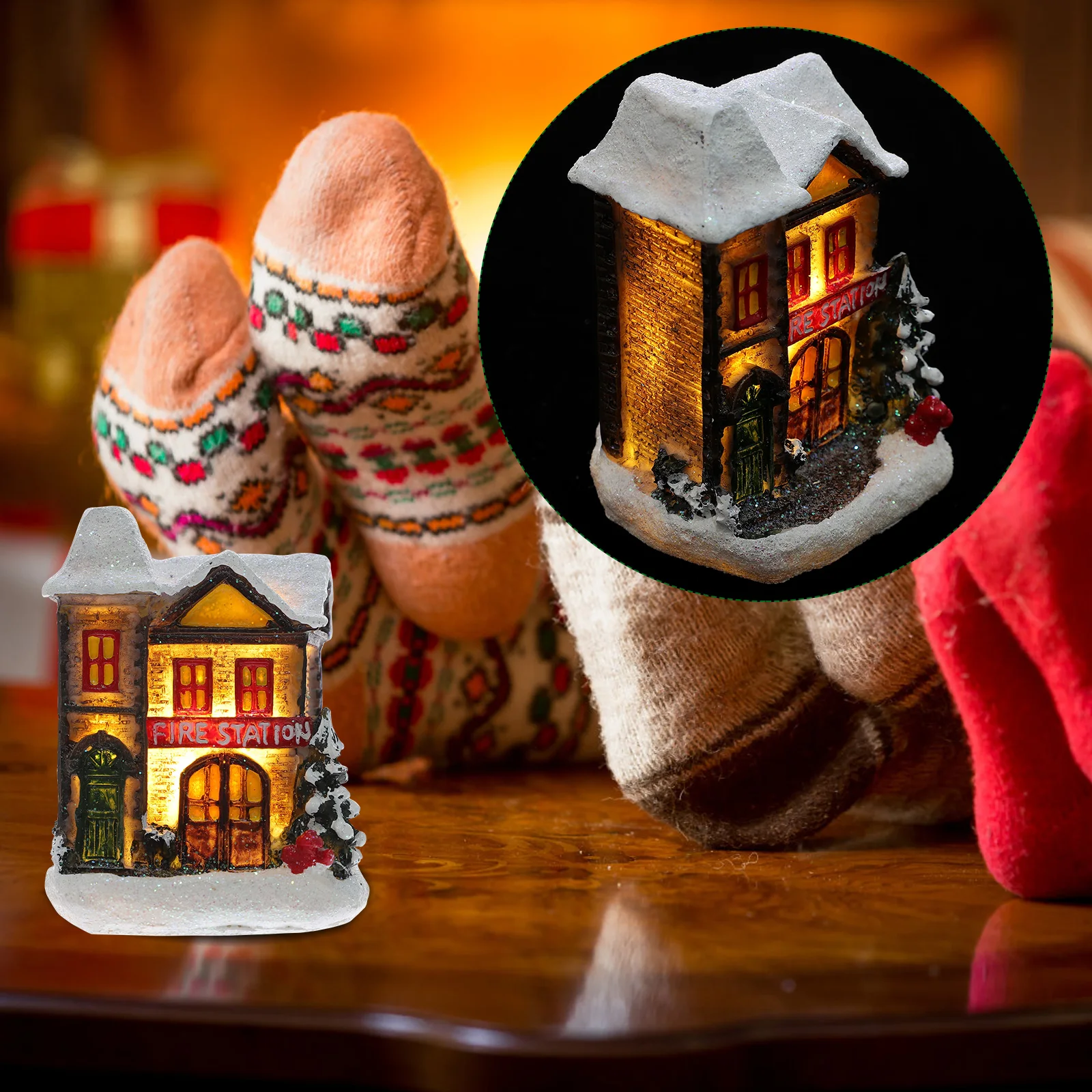 

1pc Resin Mini Christmas Ornament Festival Gift Decoration Desktop Xmas Adornment Micro Home Party Shaped Supply