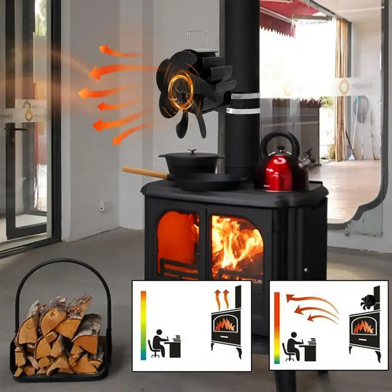 Heat Powered Stove Fan Fireplace Fan Wall Mounted Heat Powered Stove Fan Warm Thermal Fan Silent Non Electric Kitchen Supplies