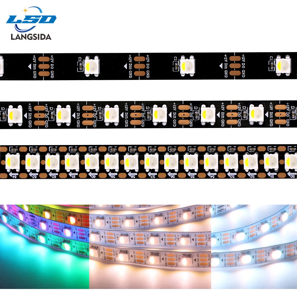 DC12 SK6812 RGBW (Vergelijkbaar Met WS2812B) 4-in-1 30/60/144 Leds/Pixels/M Individueel Adresseerbaar Ledstriplicht 1-5M IP30/IP