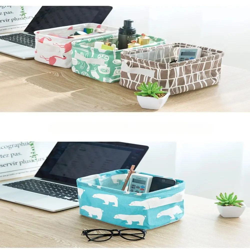 1pc Baumwolle Leinen Stoff Wasserdichte Desktop Kleinigkeiten Korb Lagerung Box Kosmetik Spielzeug Organizer Unterwäsche Socken Kleidung Storagebag – Detail 6