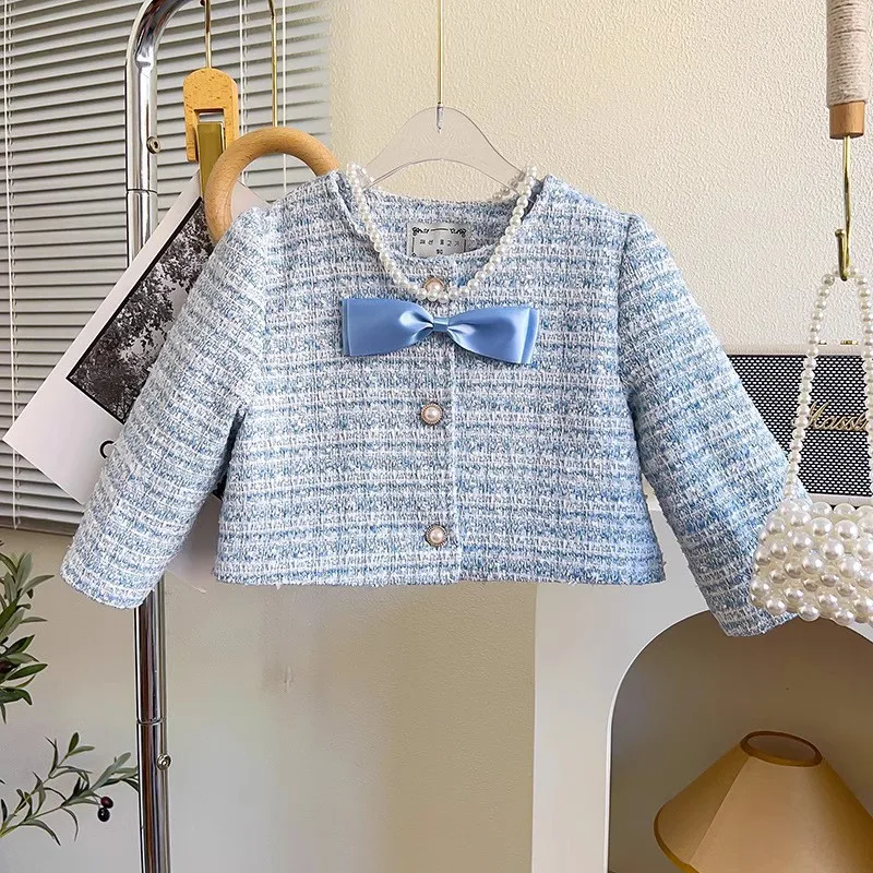 Girls' Set for Autumn and Winter, Stylish and Sophisticated Little Girl Small Fragrance Style Jacket, Half Skirt, Two-piece Set