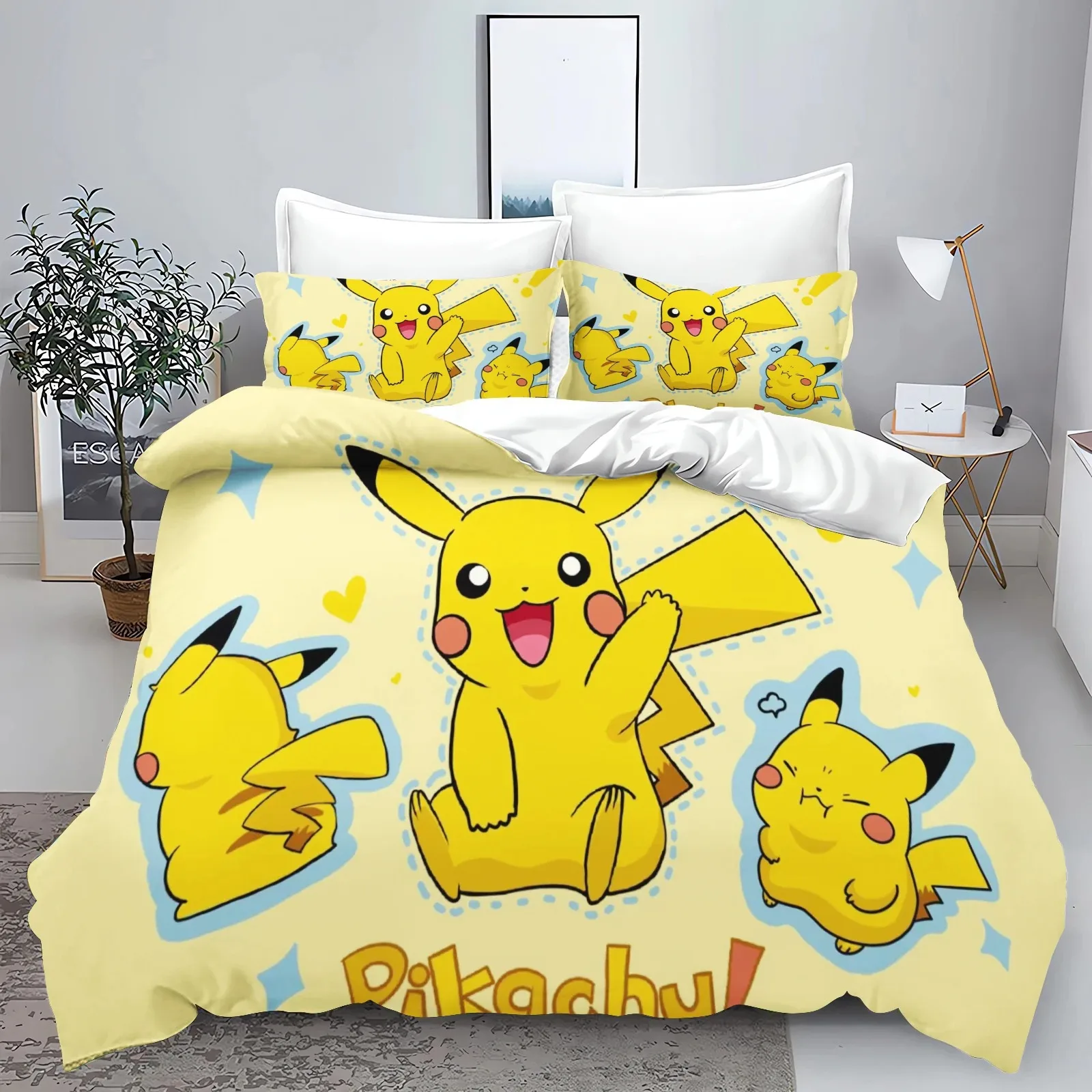 

Pokémon Pikachu comforter sets, Boy & Girl Cartoon Bedding Set Home Bedding Gift Cute Duvet Cover Pillowcase 200x200cm