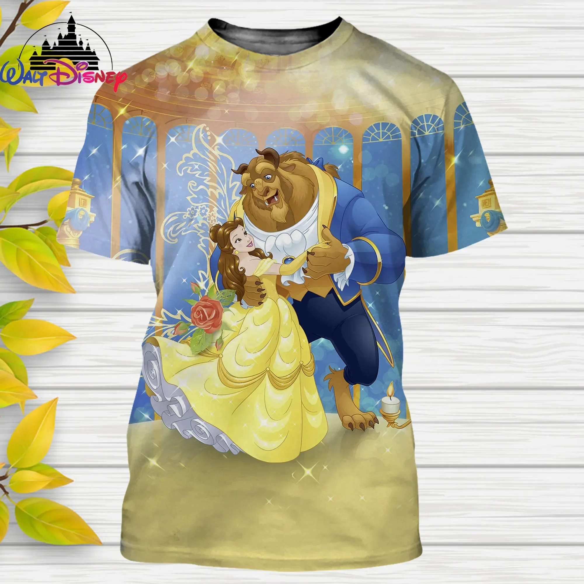 Disney New Beauty And The Beast Cartoon Disney Men Women T Shirt Casual Style 3D Print Summer Casual Streetwear Tee Tops