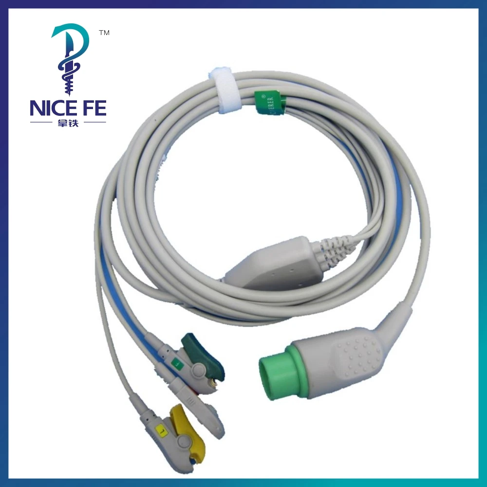 EC-225 One-piece ECG Patient Cable IEC With 3leads 5leads Snap clip For ECG Electrocardiograph Monitor