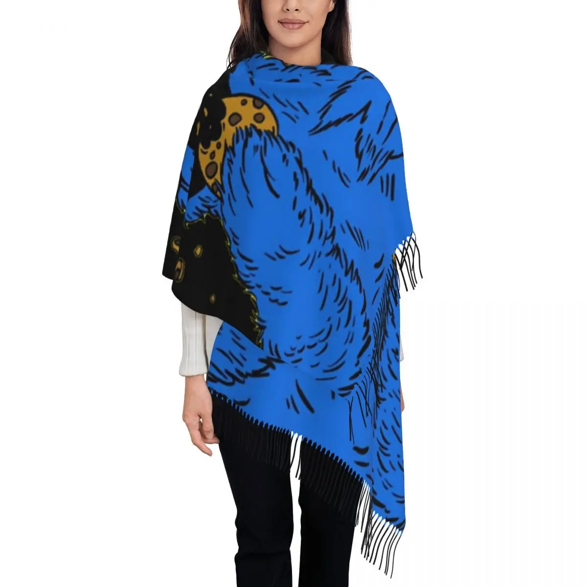 

Изготовленный на заказ печенье монстр телевизионные программы шарф с кисточками женский мягкий платок женские зимние шарфы