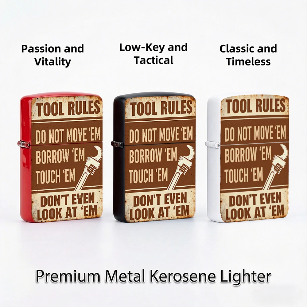 Flip Top Lighter Vintage Tool Rules Wrench Garage Retro Sign Art Pattern lighters vintage lighters for smokers Garage Style